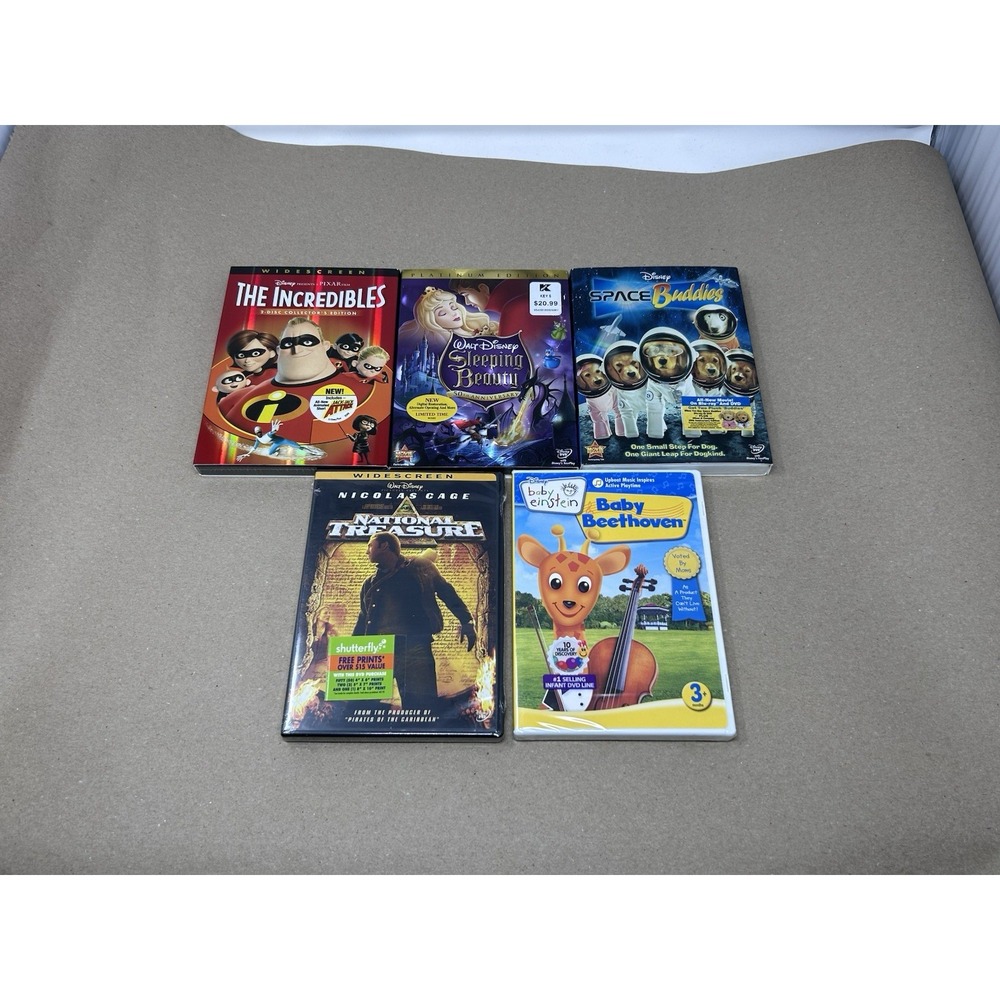 Lot of 5 NEW Disney Incredibles Sleeping beauty Space Buddies Baby Beethoven